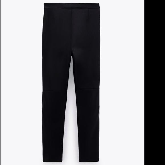 High waisted black faux leather leggings - Picture 6 of 8